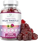 Sugar-Free Milk Thistle Gummies for Liver Cleanse Detox & Repair (Natural Blueberry-Raz Flavor) Cardo Mariano, Cleansing Milk Thistle Supplement, Antioxidant Support, Vegan, Replaces Pills & Capsules