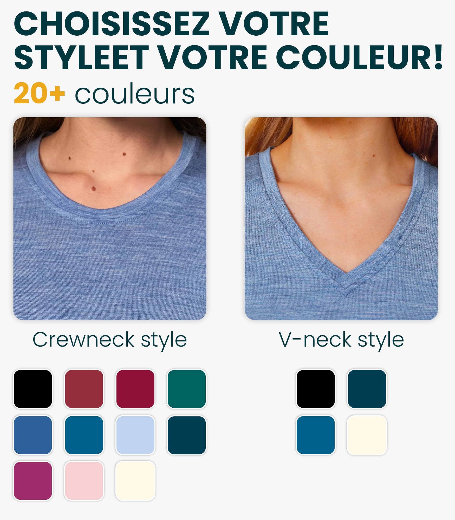 Merino.tech 100% T-Shirt Merinos - sous Vetement Merinos Femme pour Sport | Tee Shirt Léger, Respirant, Anti-Odeur Naturel, Idéal pour la Randonnée, Ski, Voyage, Non-Irritant, Vetement Homme