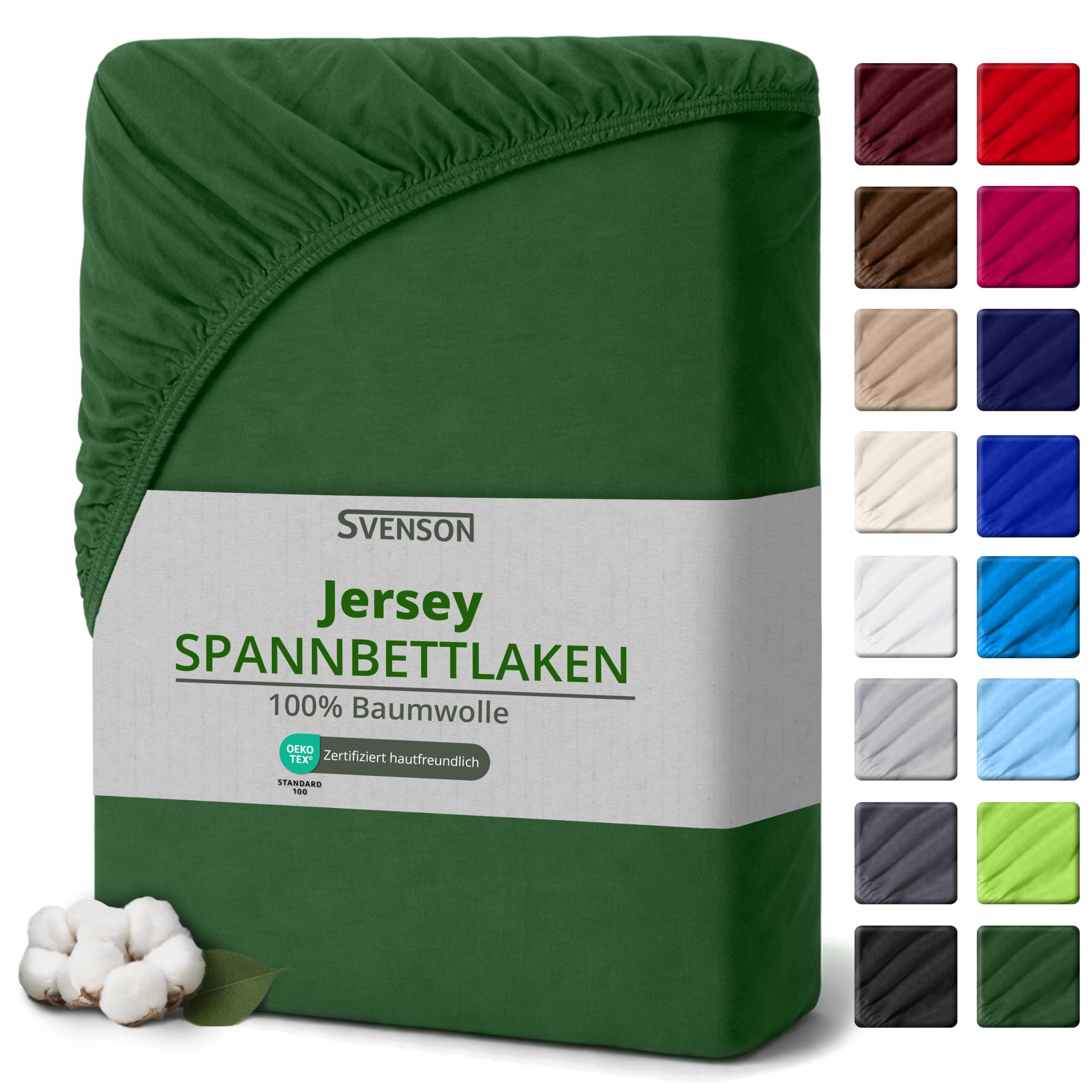 Svenson Jersey-Spannbettlaken aus Baumwolle - weich, elastisch und bequem für den täglichen Gebrauch, 140x200 cm, Türkis