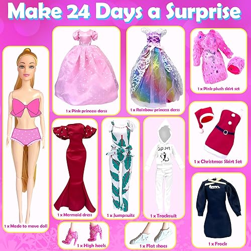 Miniatura 2 de Calendario de Adviento de Navidad 2023 para niñas, ropa y accesorios Calendario de cuenta regresiva para niñas