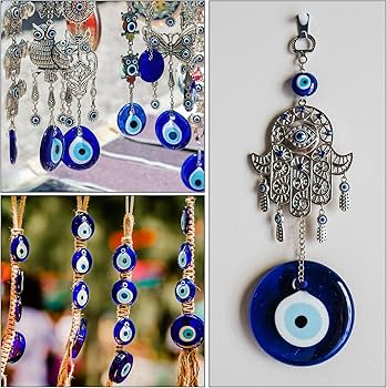 PATIKIL Mal Oeil Perles, 100 Pcs 8mm Plat Rond Mal Oeil Charme