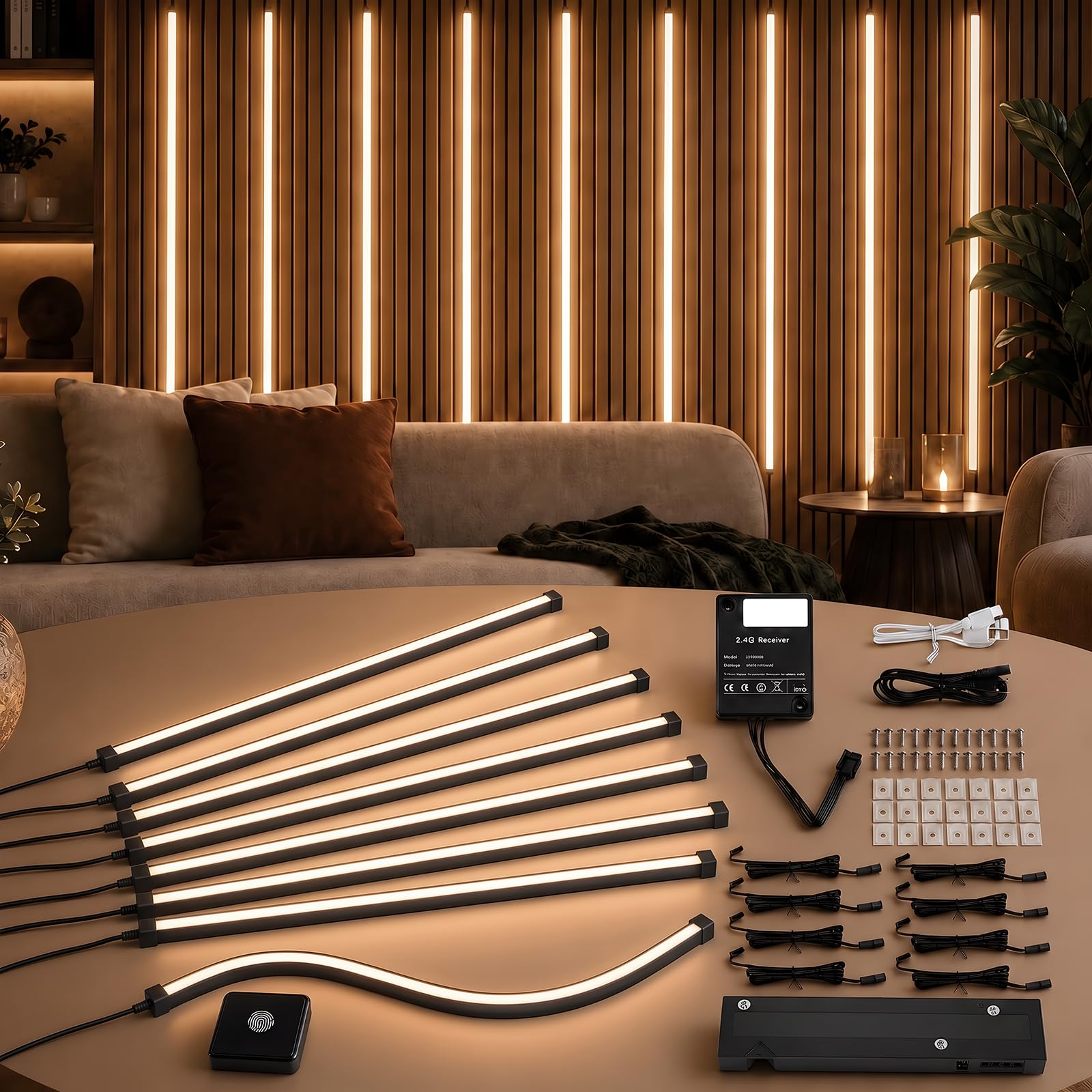 LED Strip Lights for Acoustic Wall Panels, 8 x 150 cm Embedded LED Light