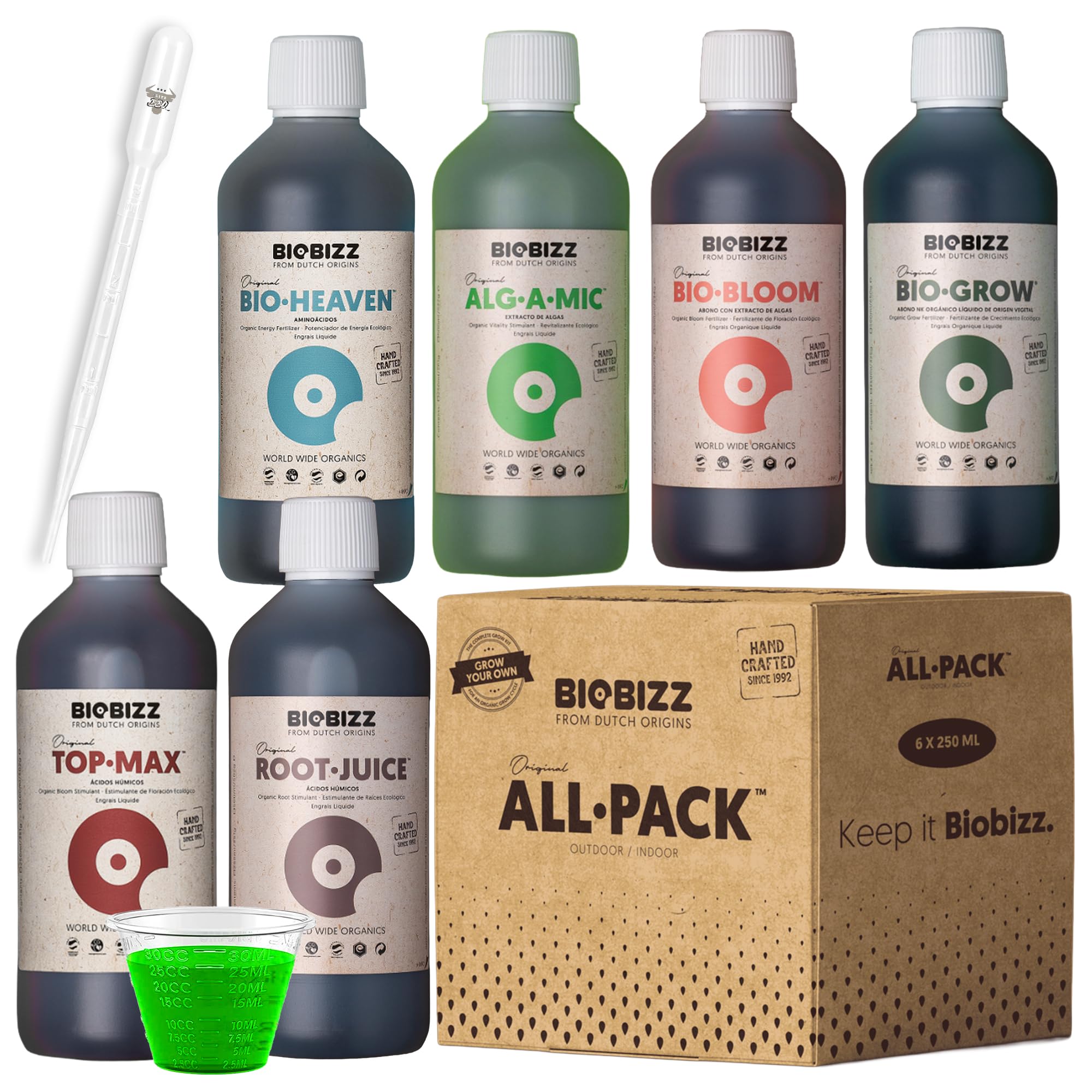 Biobizz Allpack Indoor 250ml Set mit Pipette & Messbecher – Komplettset für organisches Indoor-Gardening