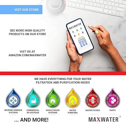 Miniatura 7 de Max Water Membrana de ósmosis inversa de membrana 150 GPD - Membrana RO 150 GPD Reemplazo del filtro de agua GPD se adapta al sistema purificador de