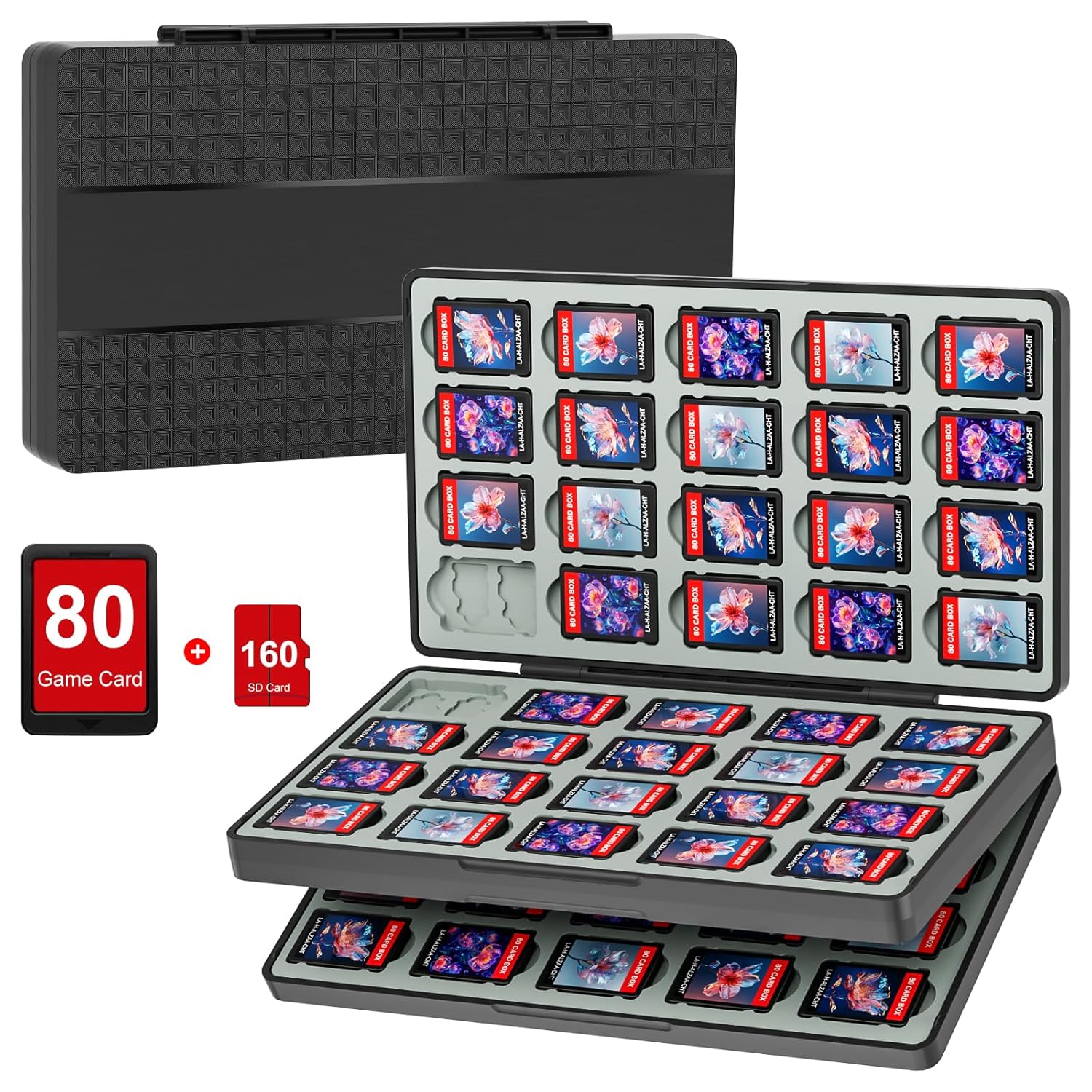 BRIBAT 80 Switch Game Case Compatible with Nintendo Switch 2/Switch/OLED/Lite, Magnetic Switch Game Cards Holder Case, Portable Hard Shell Games Cover Organizer Switches Gift Accessories, Black 80 Slots