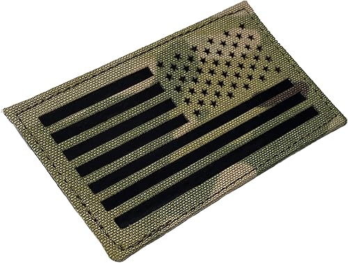 Miniatura 2 de Bandera estadounidense infrarroja IR  Parche táctico moral con respaldo de gancho rápido  2 x 3.5 pulgadas (invertido)