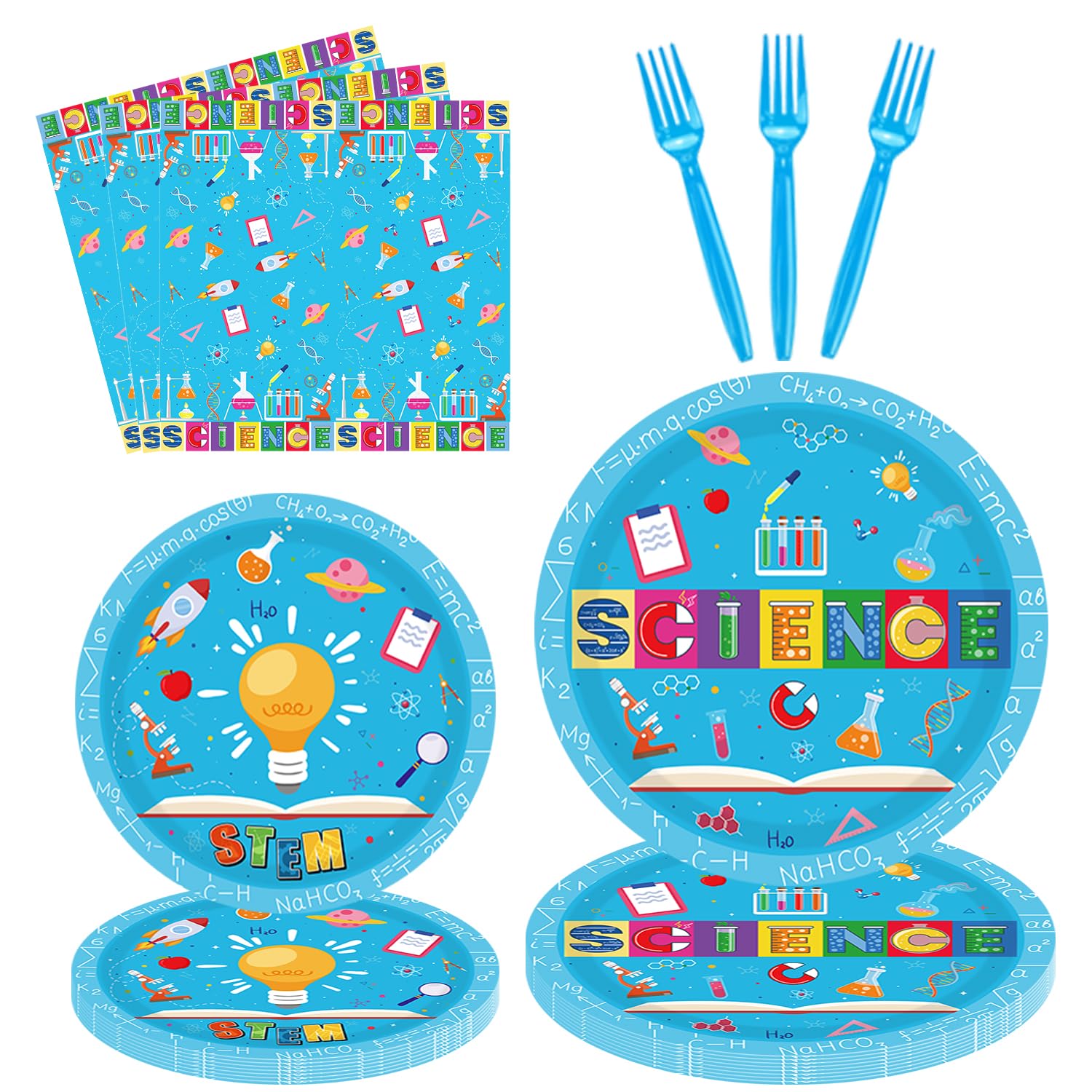 160 PCS Science Party Decorations Mad Scientist Theme Birthday Party Supplies Science Party Paper Dinnerware-Plate, Napkin for kid Science Lab Birthday Party Decoration Baby Shower for 40 Guests