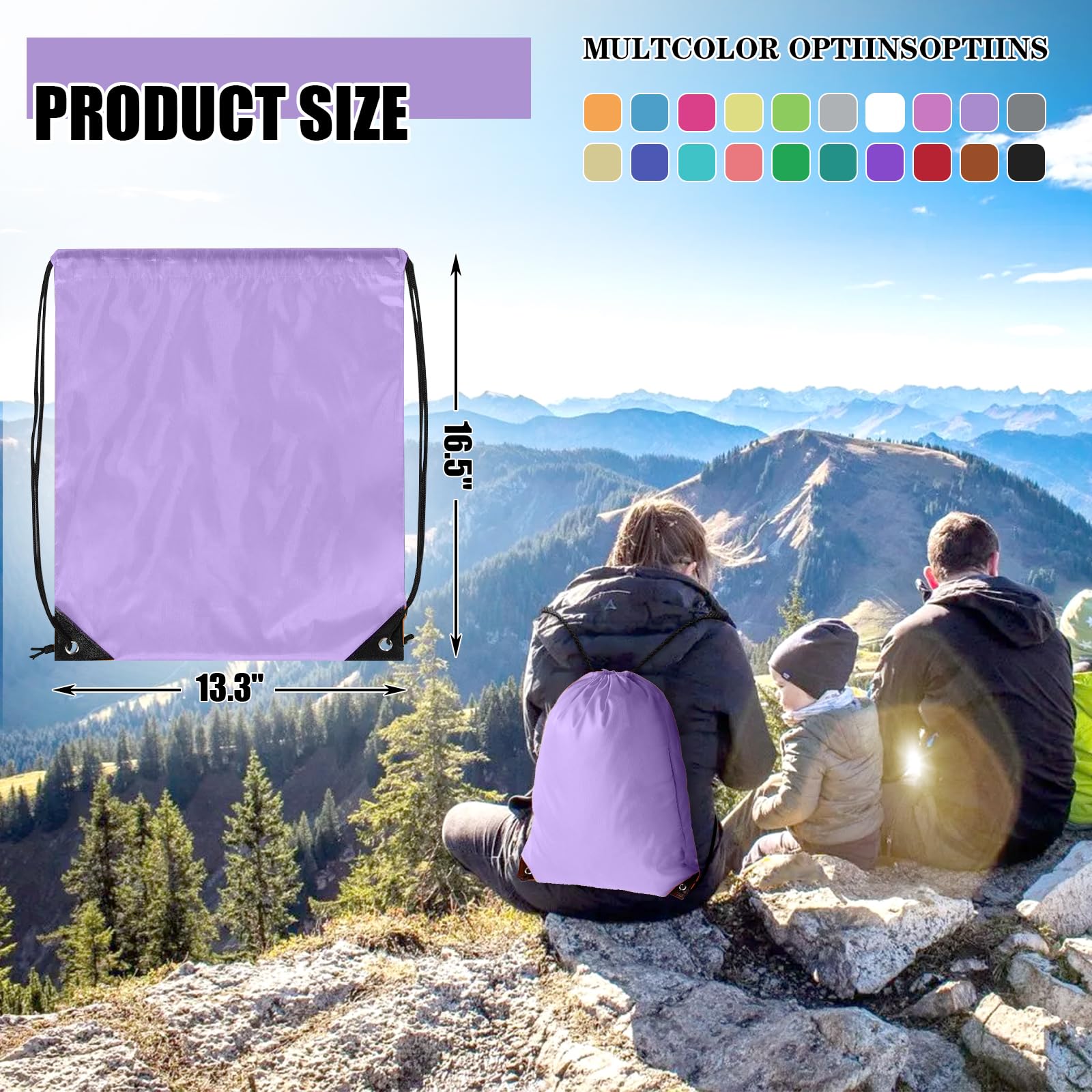 Grneric Sac à dos avec cordon de serrage 20 couleurs en vrac pour salle de sport, fête, voyage