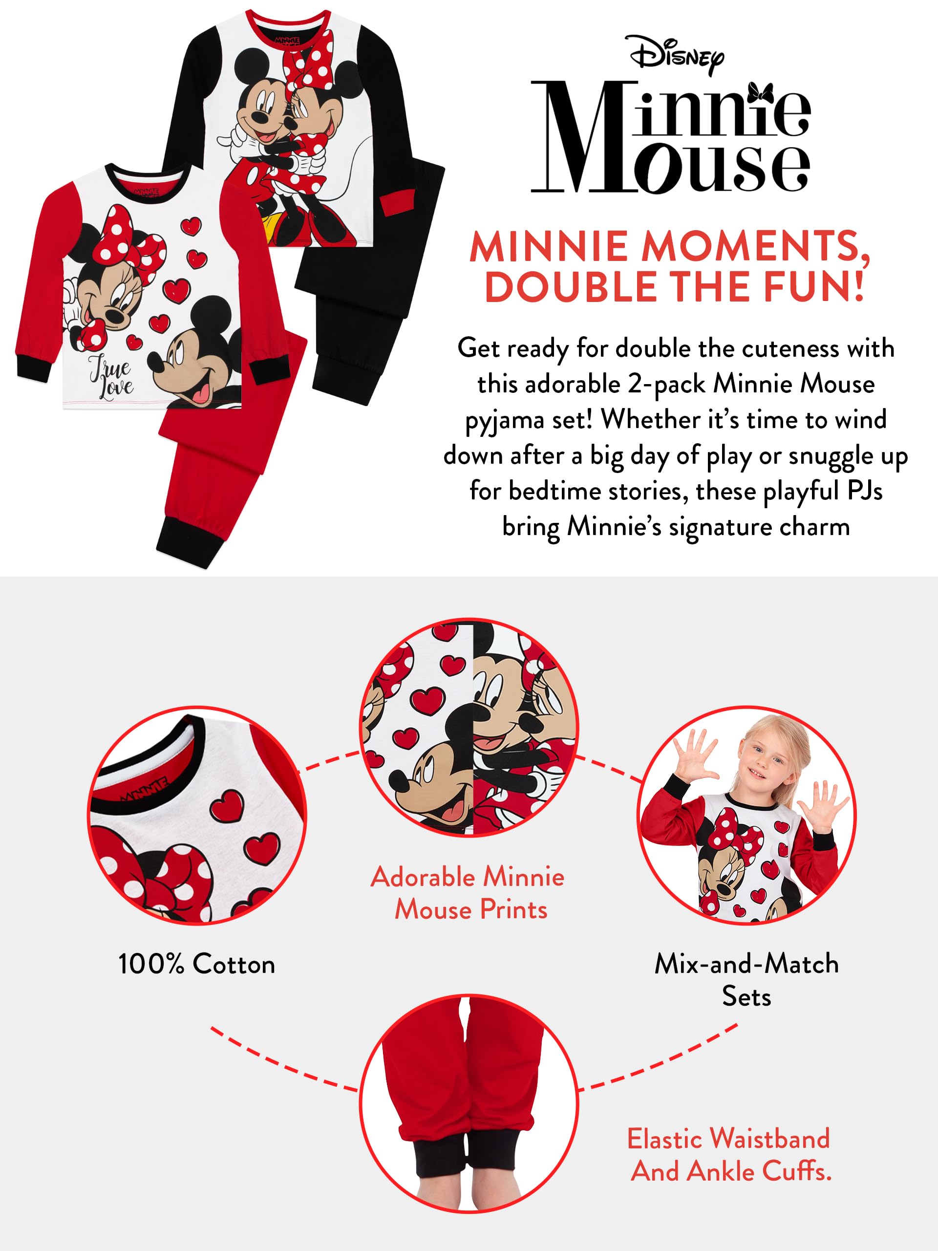 Disney Pigiama per Ragazze Minnie Mouse 2 Pack Multicolore 18-24 Mesi