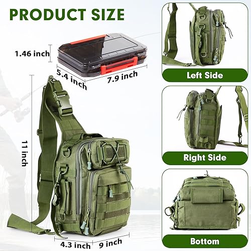 Miniatura 24 de Aertiavty Mochila de pesca, bolsa de pesca con caja de aparejos, bolsa de aparejos de pesca compacta, mochila de aparejos de pesca con soporte