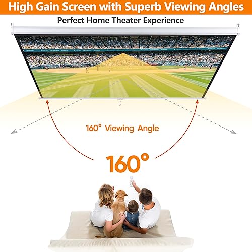 Miniatura 3 de SUPER DEAL Pantalla de proyección HD 43 de 72 pulgadas, proyector portátil antiarrugas, pantalla de película, manual desplegable para cine en casa,