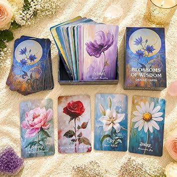 DPEHAKMK Flower Wisdom Oracle Deck, Plant Spirit Oracle Cards for Beginners, Psychological Insight, Nature Oracle, Healing, Growth, Love Oracle Deck for Spiritual Guidance