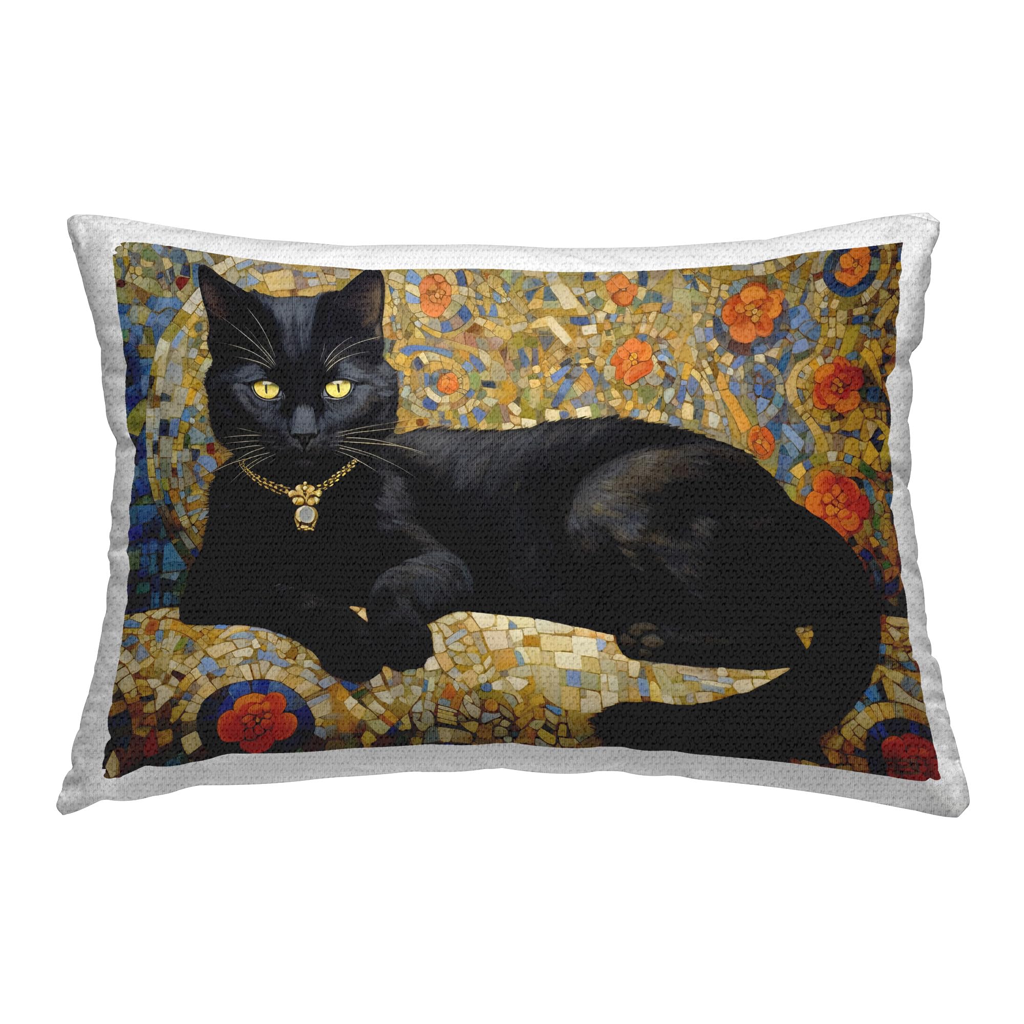 Stupell Industries Luxurious Black Cat Design by RB Outdoor Printed Pillow