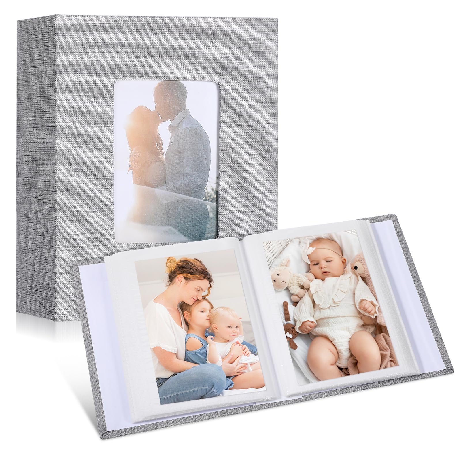 Fotoalbum Einsteckalbum 4x6 200 Fotos, FotoalbumKlein, Fotorahmen Für Mehrere Fotos, Fotoalbum Zum Einstecken, Foto Album Für Familie, Hochzeit, Geburtstagsgeschenke (Grau)