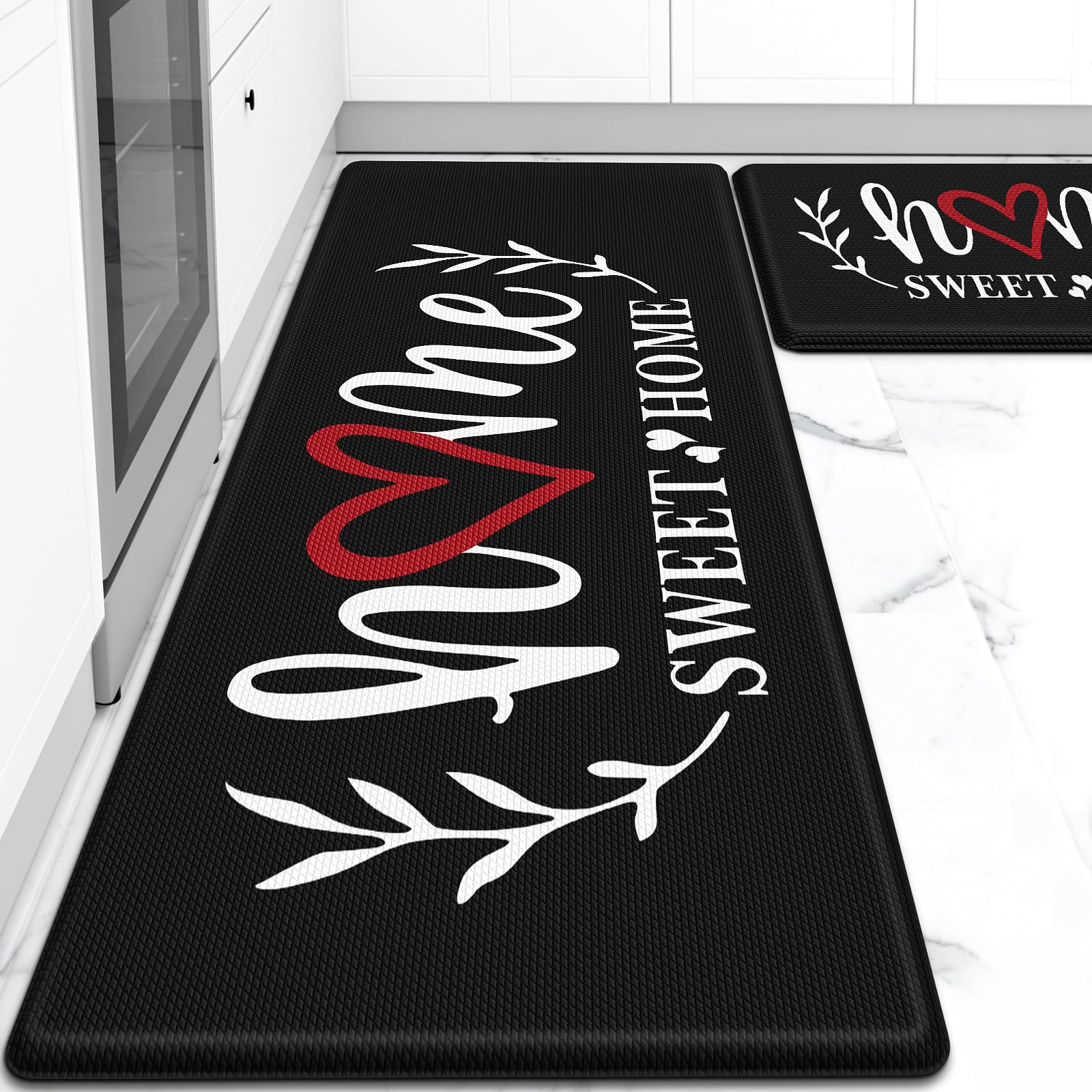 HappyTrends Kitchen Mat 2PCS Set in black