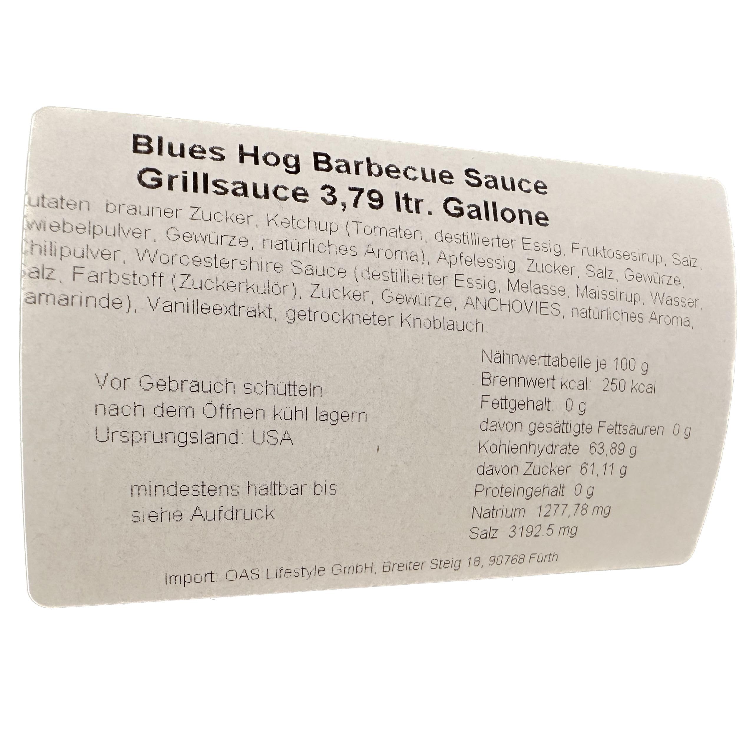 Blues Hog Original Barbecue Sauce 3,79 Liter / 4,8kg XXL-Pack - Beste BBQ Sauce - Ausgezeichnet als "Best Marinade on the Planet"