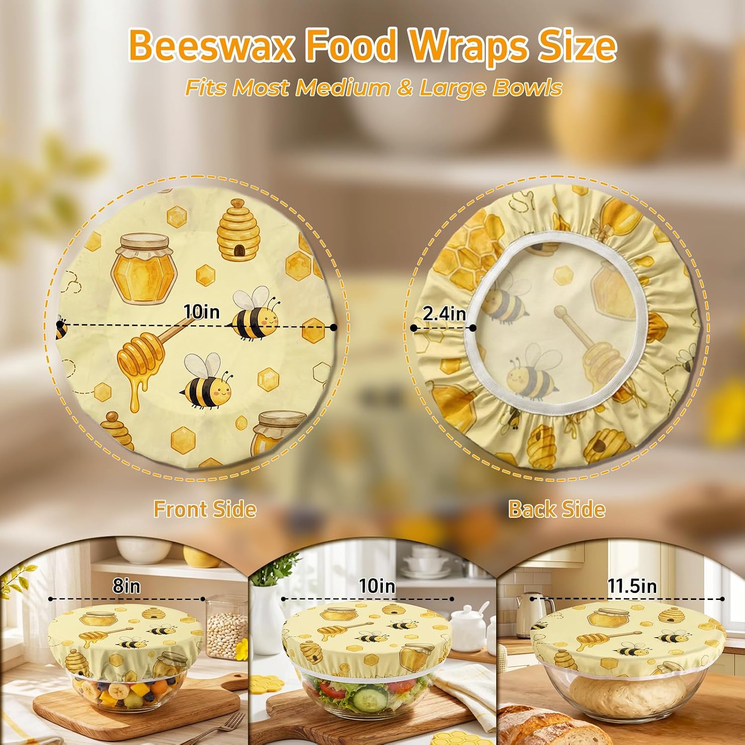 Reusable Beeswax Bowl Covers for Bread Proofing, 2 Pack