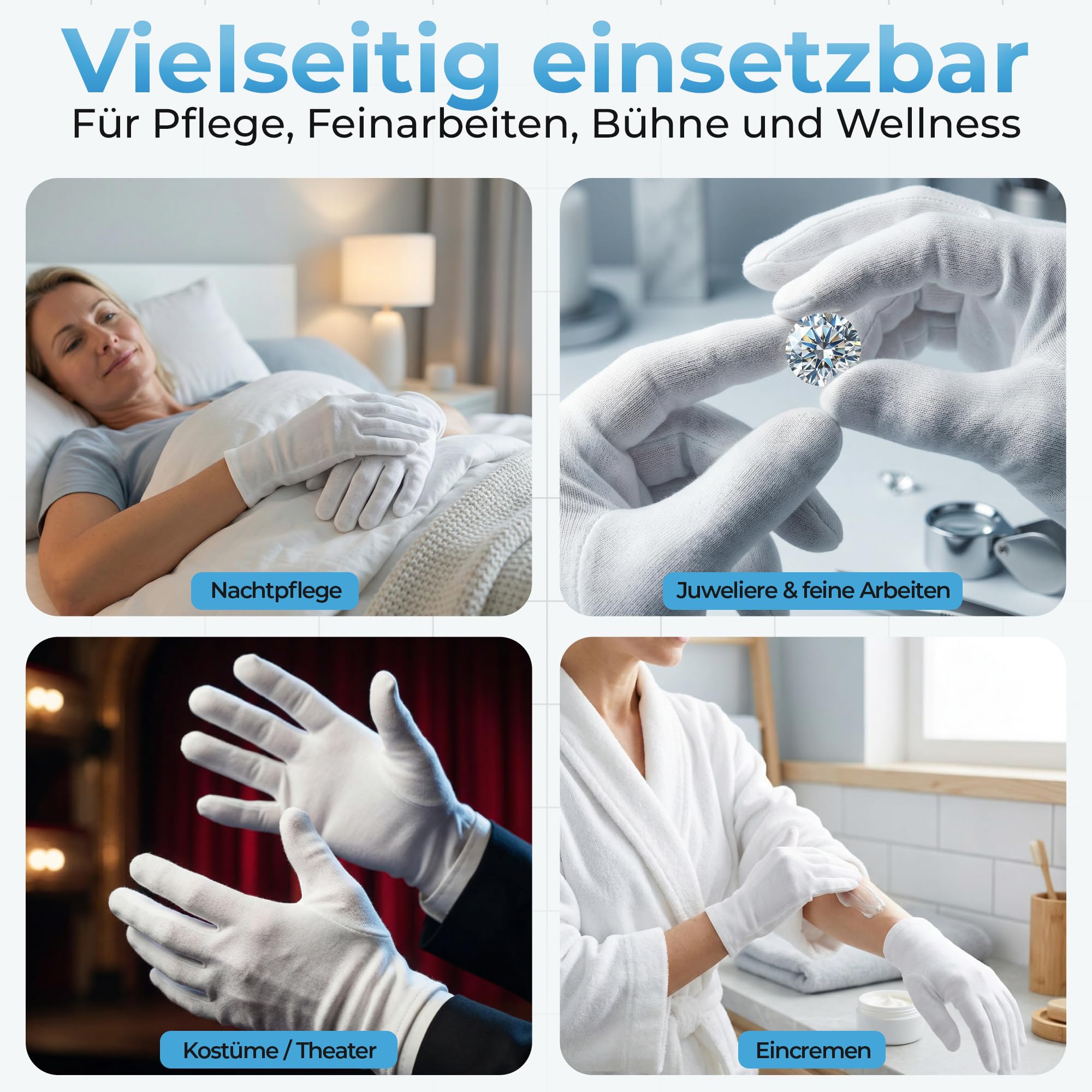 eincremen handschuhe Baumwollhandschuhe aus 100% Baumwolle (Dermatest: Sehr Gut) weiße Handschuhe, weiche Textilhandschuhe für Handmasken, waschbare Stoffhandschuhe mit White Grease Lithium Soap egravel Farbe:Schwarz / Gelb