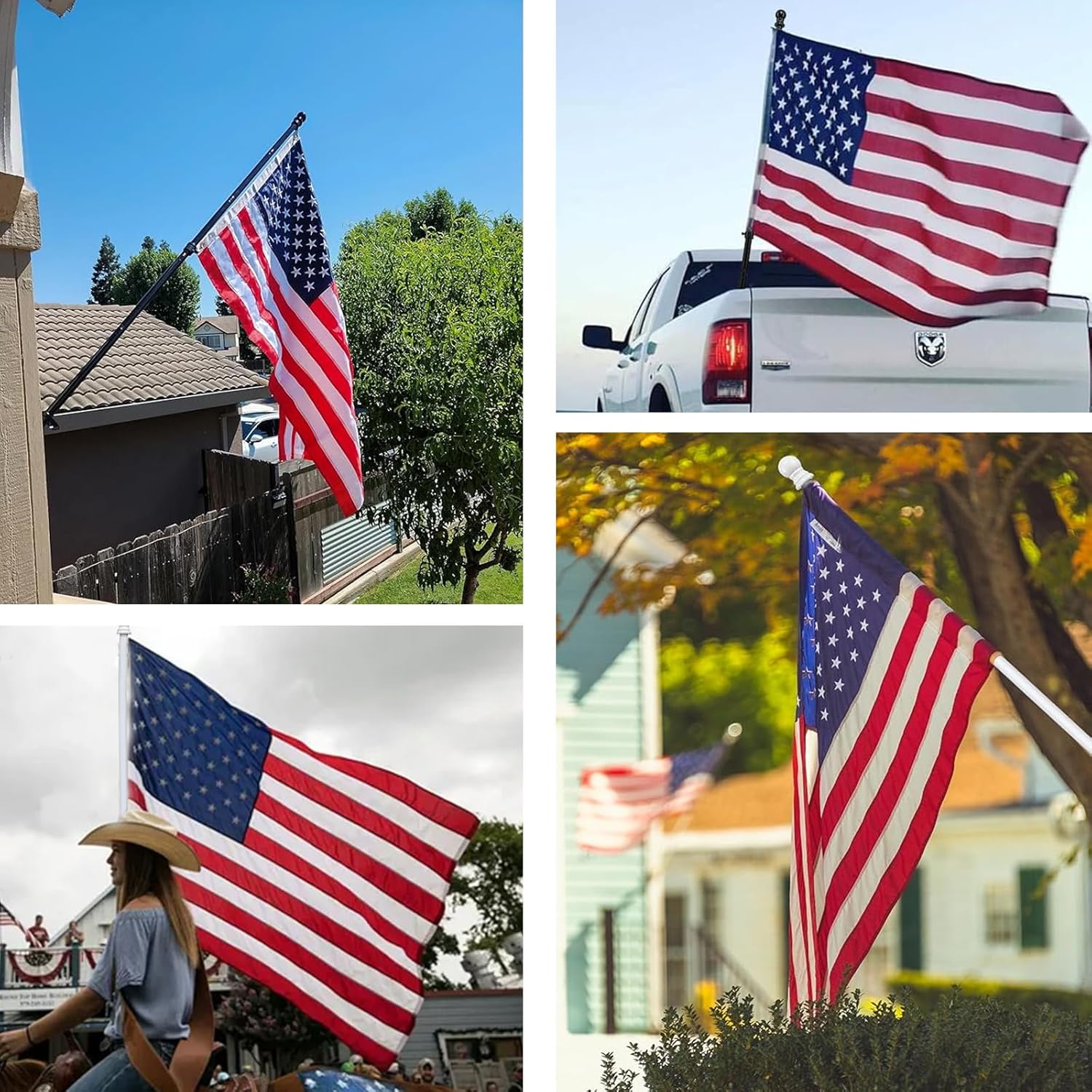 Flag Pole - Upgraded Bracket Holder,6 FT Heavy Duty Stainless Steel Flagpole for Outside House,Tangle Free Spinning Flag Pole Kit Wall Mount for Residential Commercial Outdoor Porch,Black - Image 8