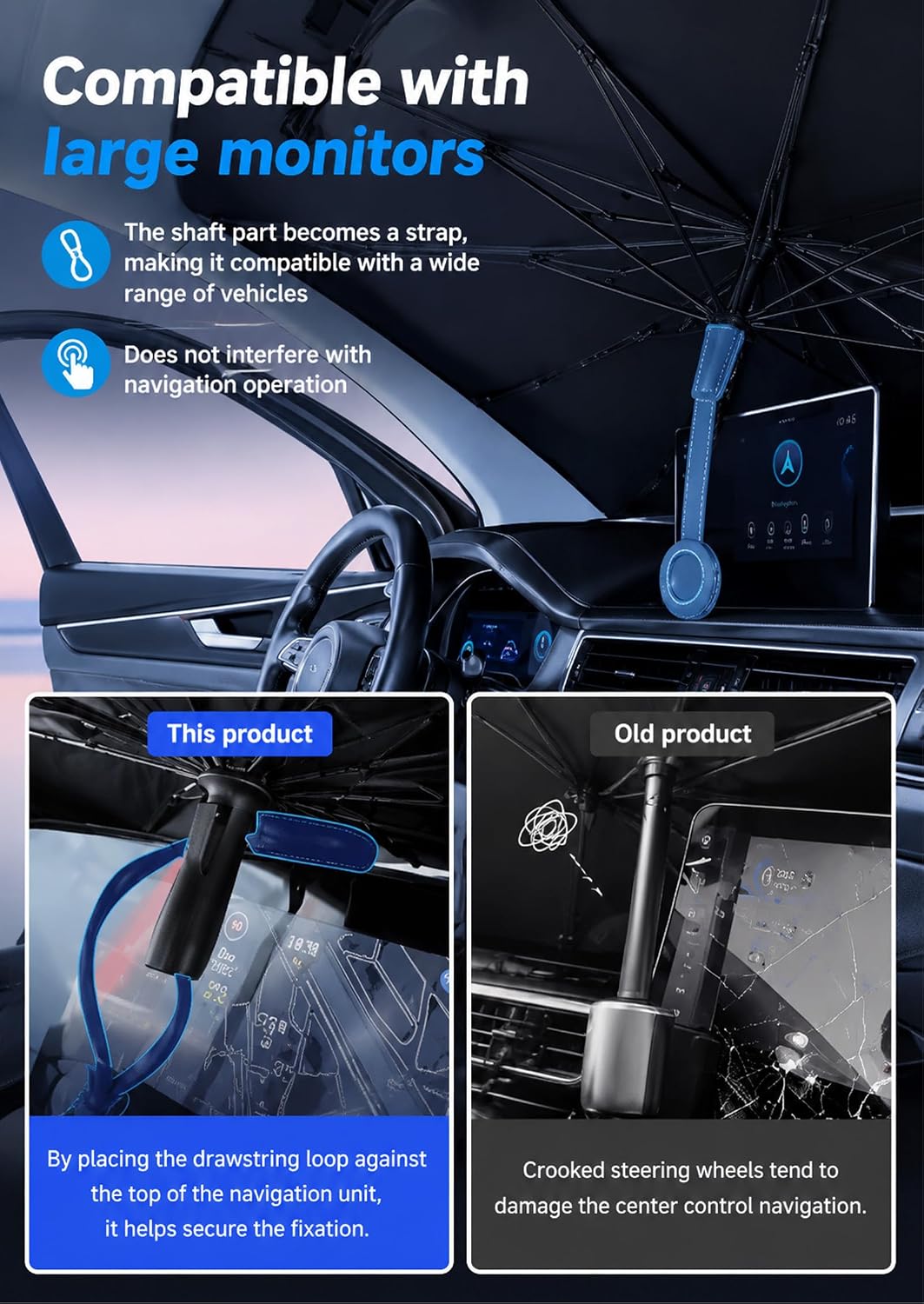 Persevere Upgraded Custom Fit Windshield Sun Shade for Toyota Corolla 2019-2026 Emergency Foldable, 360° Rotating, 6 Layers UV Block Protector (2020 Corolla LE Not Supported)