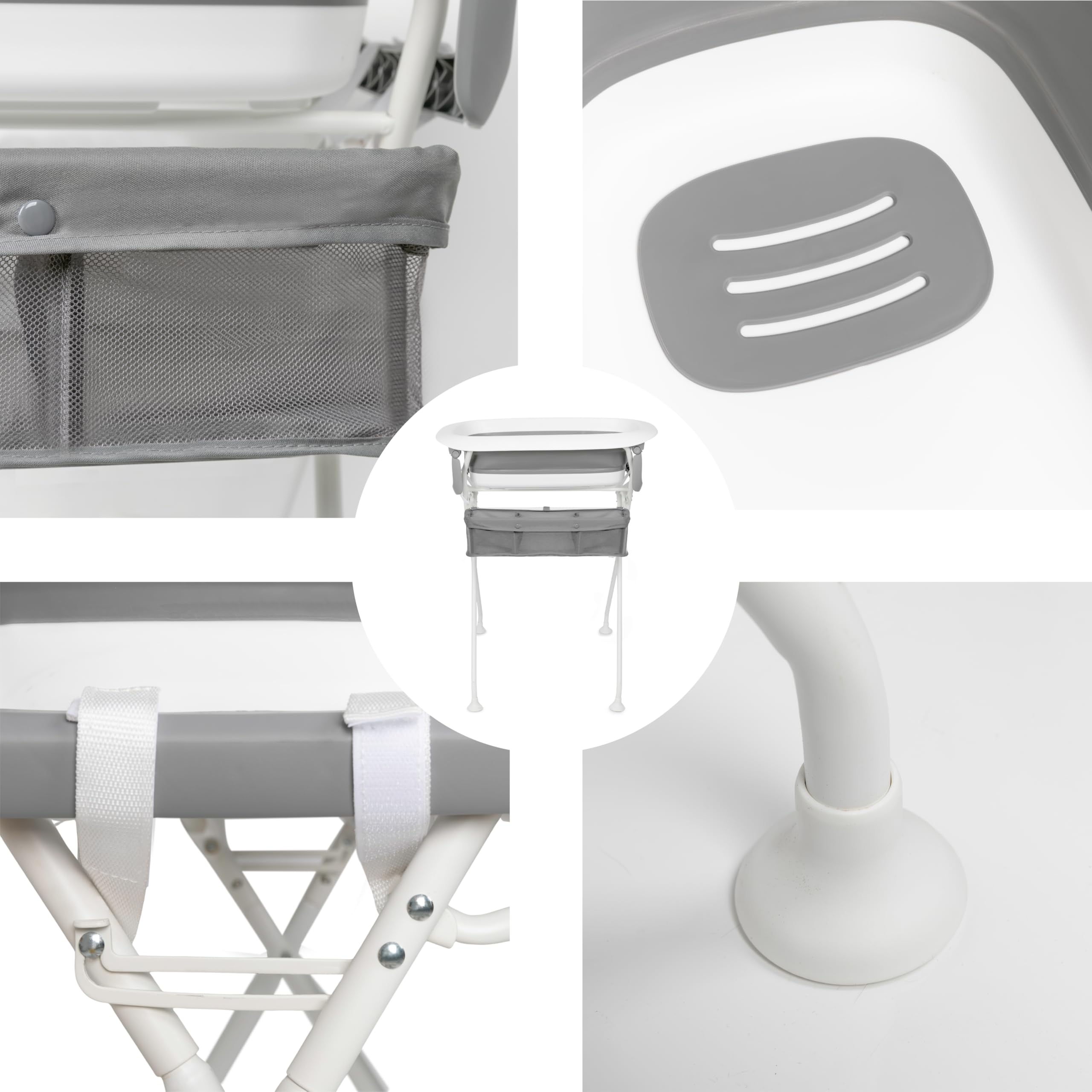 Toral Bañera Bebe con Patas y Cojín Comoda, Facil de Guardar, con Tapón y Patas Antideslizantes - Bañera Bebé Plegable Portatil - Asiento Bañera Bebe Modelo Vera