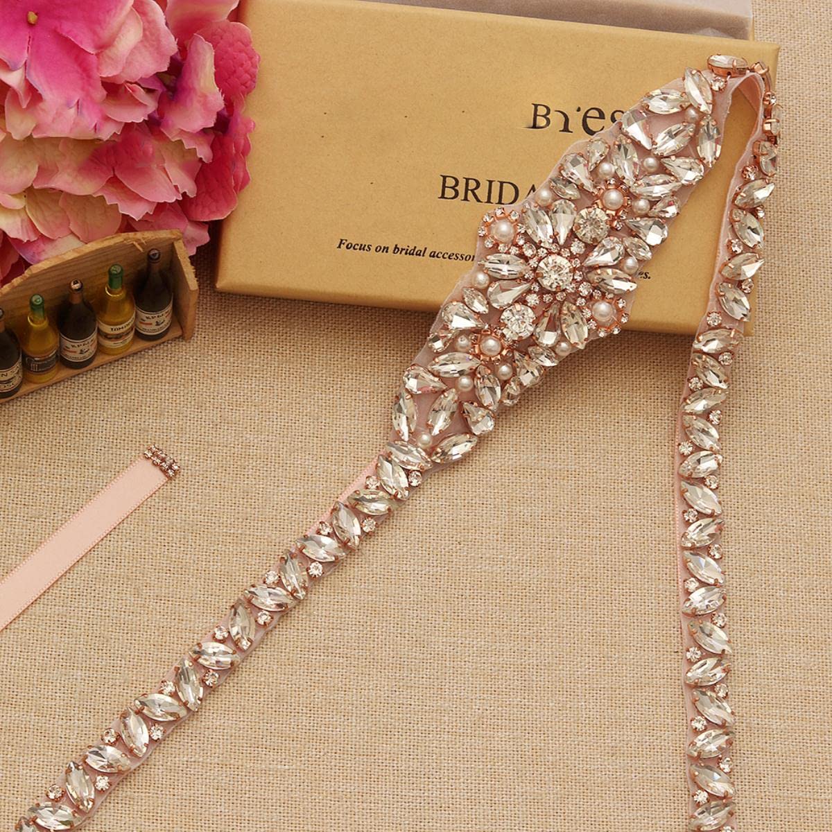 Strass Hochzeit Gürtel Handgemachte Perlen Braut Schärpe Rose Gold Kristall Braut Schärpe Gürtel Für Hochzeit Abendkleid JK858