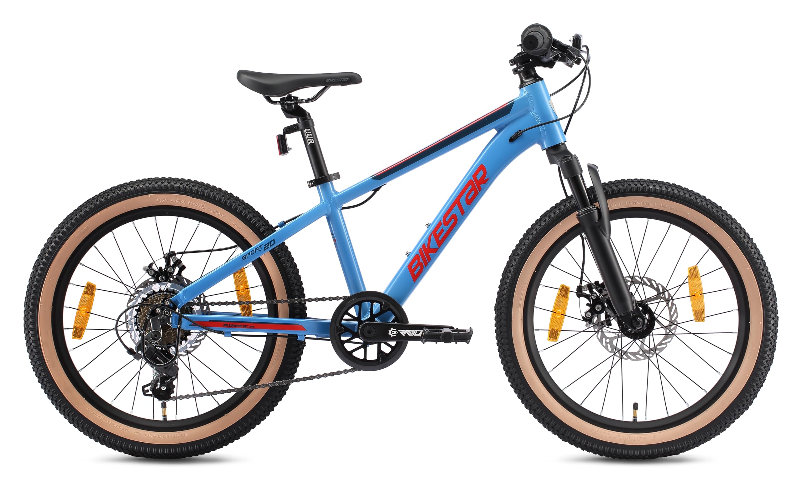 BIKESTAR Bicicleta de montaña Juvenil de Aluminio 20 Pulgadas de 6 a 9 años | Bici niños Cambio Shimano de 7 velocidades, Freno de Disco, Horquilla de suspensión |