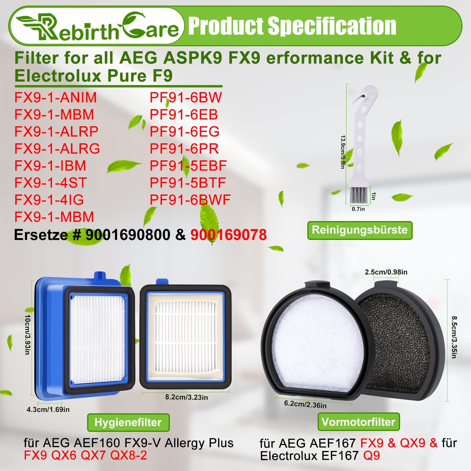 vhbw filtro compatibile con Electrolux FX9, PF91 aspirapolvere - Filtro HEPA anallergico