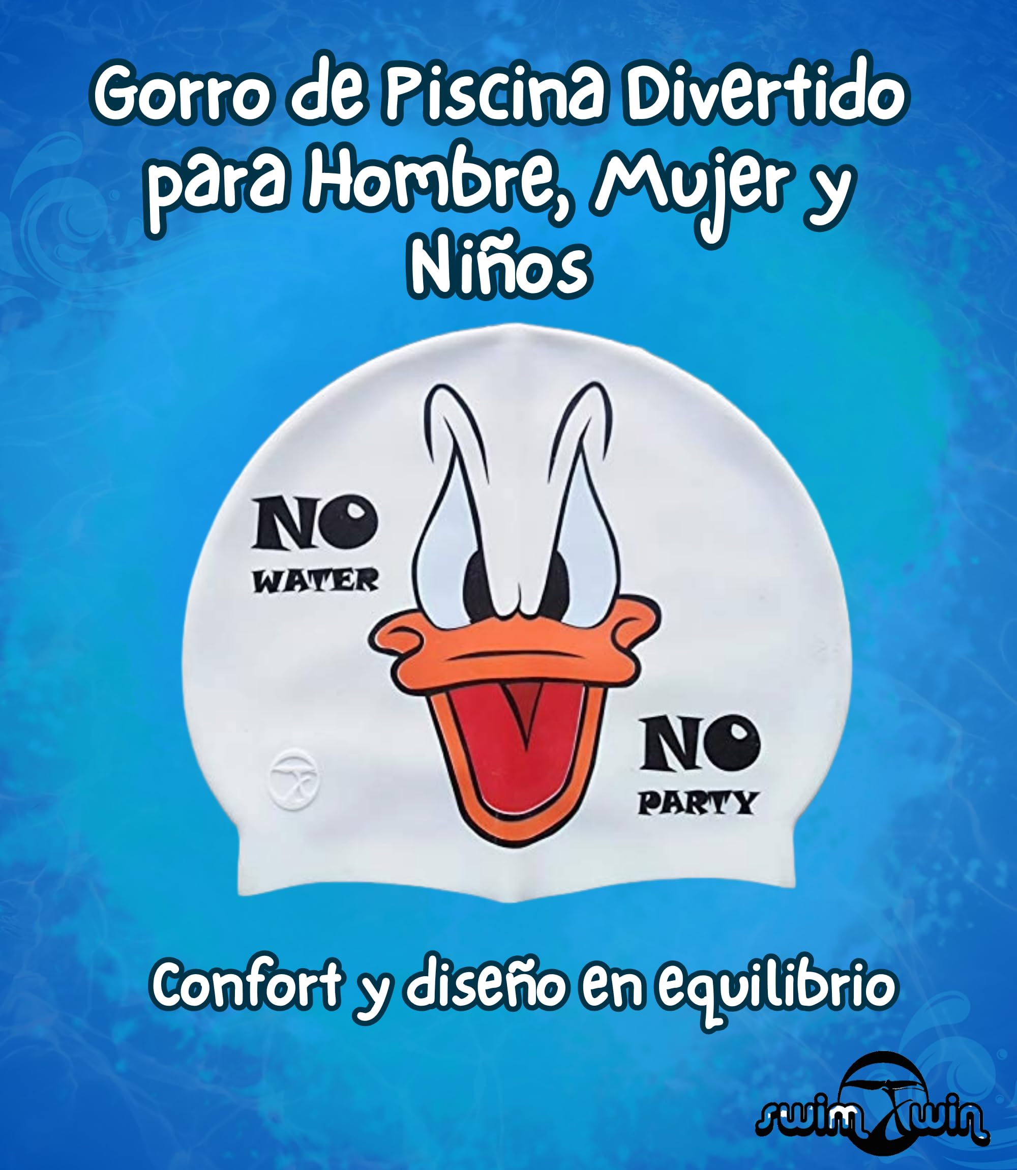 Gorro Natacion Silicona WATERLOOVE Gorro Piscina Unisex Adulto Hombre Mujer Desde 5 Anos Disenos Divertidos Originales Entrenamiento Aquagym Waterpolo Natacion Regalo Acuatico Pro