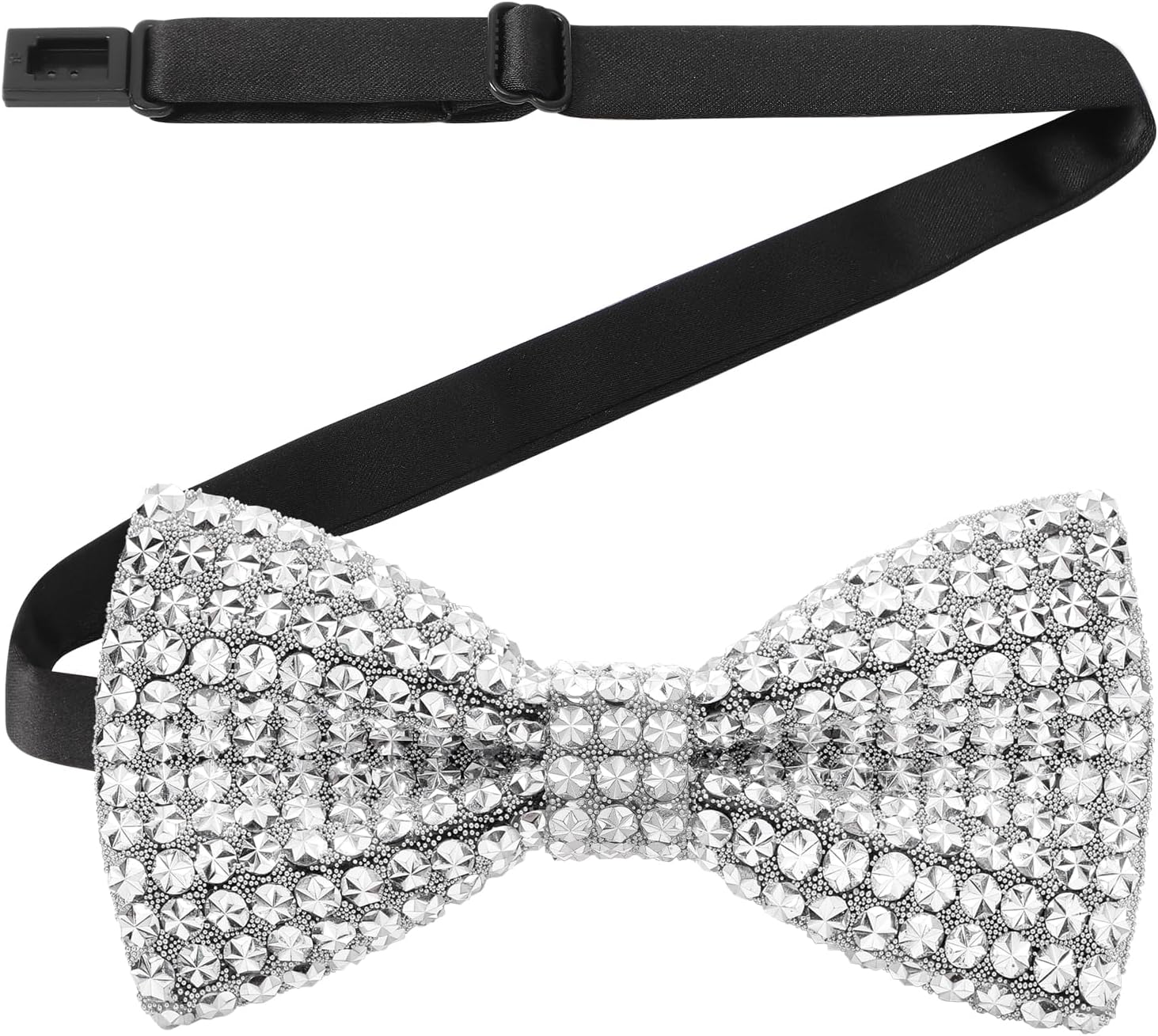 HOULIFE Rhinestone Bow Ties for Men Pre-tied Sequin Diamond Mens Women Tuxedo Bowtie with Adjustable Length for Wedding Prom