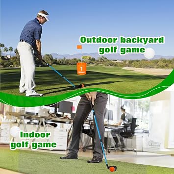 CWLAKON Golf Club Length Adjustable for Backyard Golf Game, Yard Golf Games Club for Kids Junior Adults Family, Plastic Golf Club for Indoor Outdoor Golf Training Chipping Games, 2 Pack