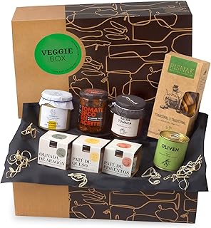 Feinkost-Präsentkorb Veggie-Box | Exquisite Auswahl an vegetarischen Tapas-Klassikern aus Spanien | Geschenkfertig verpackt von jamon.de