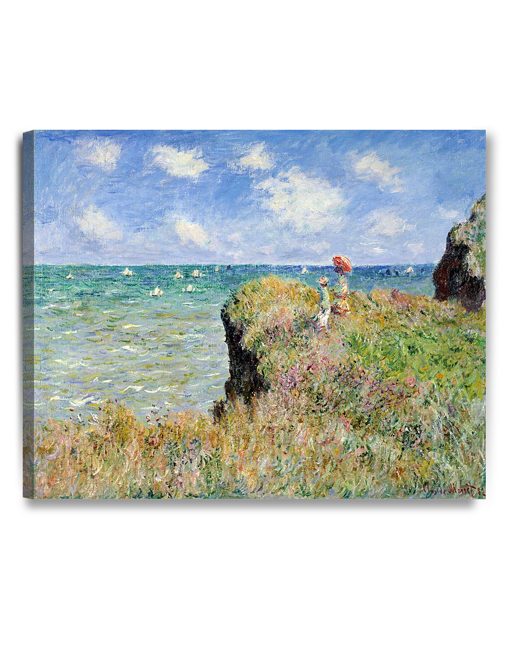 DECORARTS - The Cliff Walk At Pourville, Claude Monet Art Reproduction. Giclee Canvas Prints Wall Art for Home Decor 30x24
