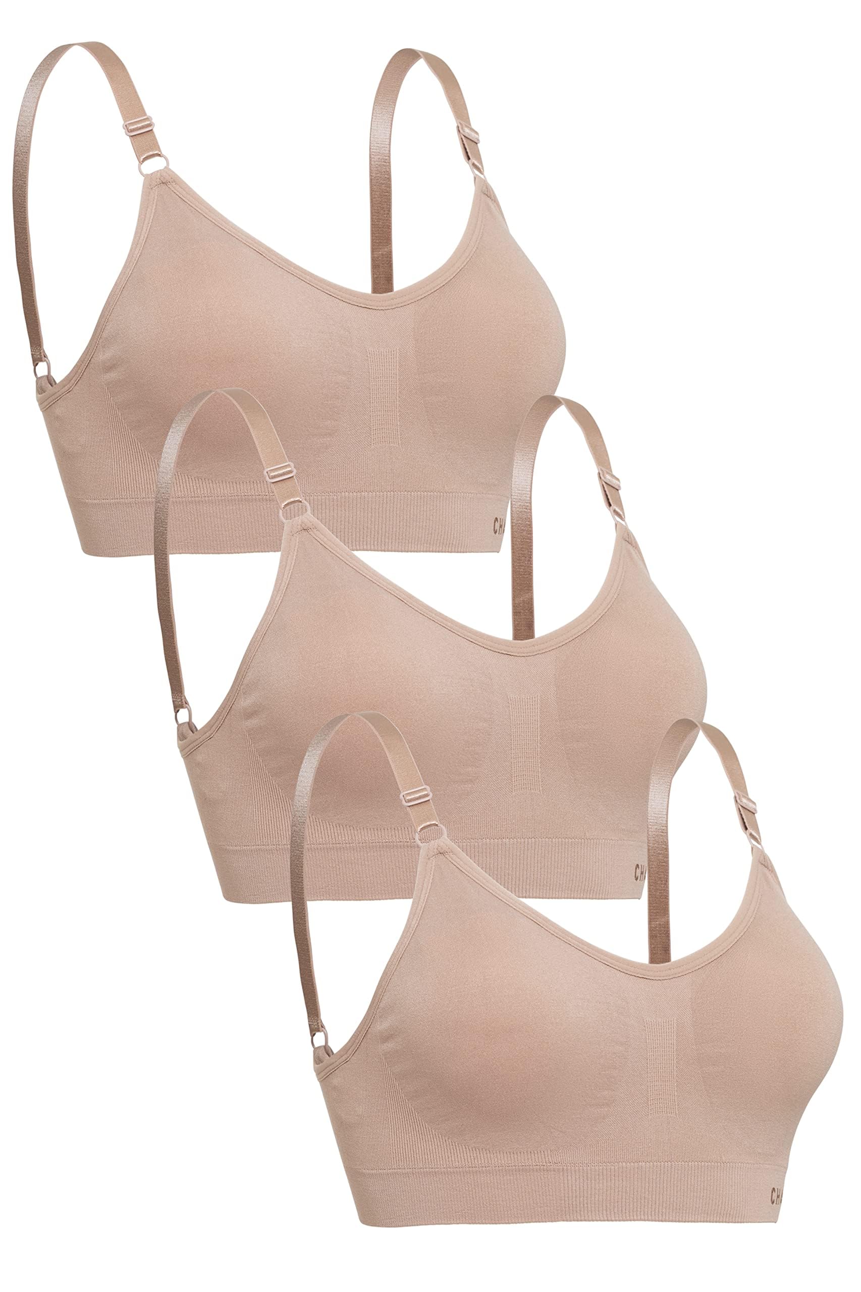 Channo Damen Sport-BH ohne Bügel aus Nylon: Nahtloser, Gepolsterter BH mit Herausnehmbaren Pads – Für Fitness & Alltag