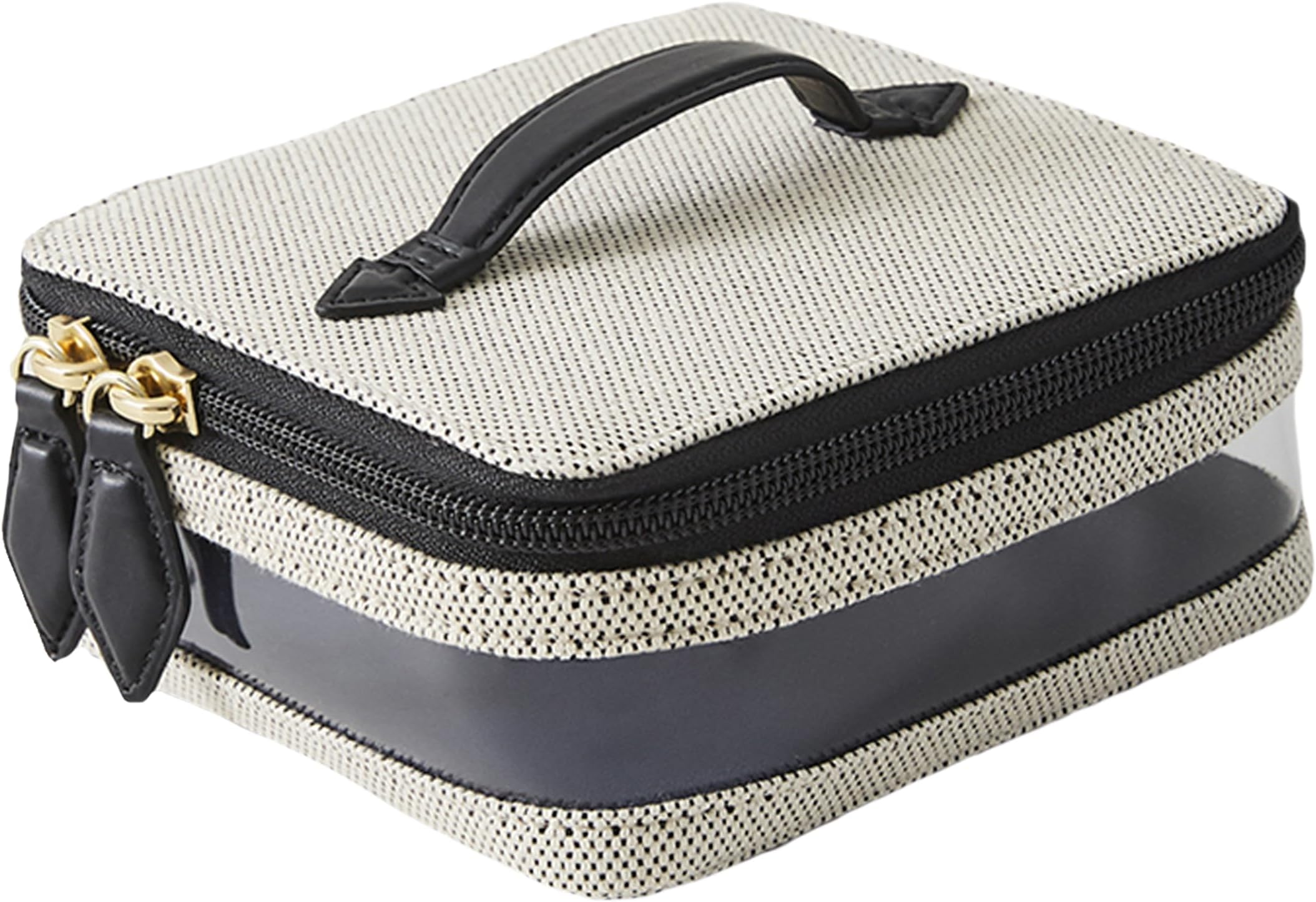 Paravel Cabana See-All Vanity Case | Made with Recycled Canvas Material & Vegan Leather | Premium See Through Travel Toiletry Bag | Mini, Black