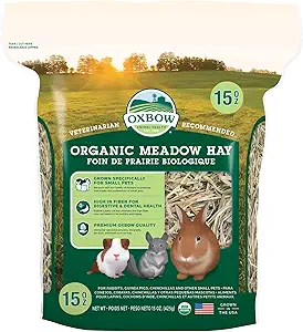 Oxbow Animal Health Organic Meadow Rabbit Hay, Guinea Pig Hay, Small Pet Bunny Supplies, All Natural Grass for Guinea Pig, Bunny, Chinchilla & Hamster, Oxbow Rabbit Supplies for Bunnies, 15 oz bag