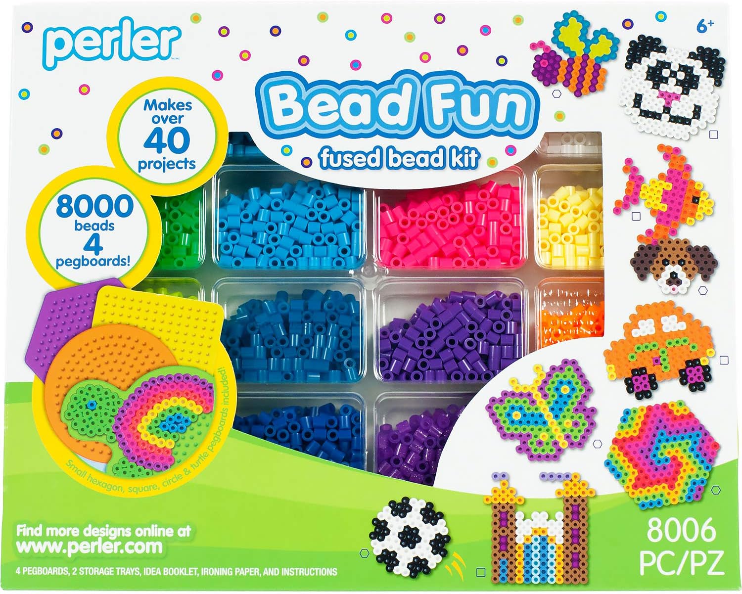 4000 Beads Tray Of 16 Fun Color Perler Fuse Beads With Four Clear