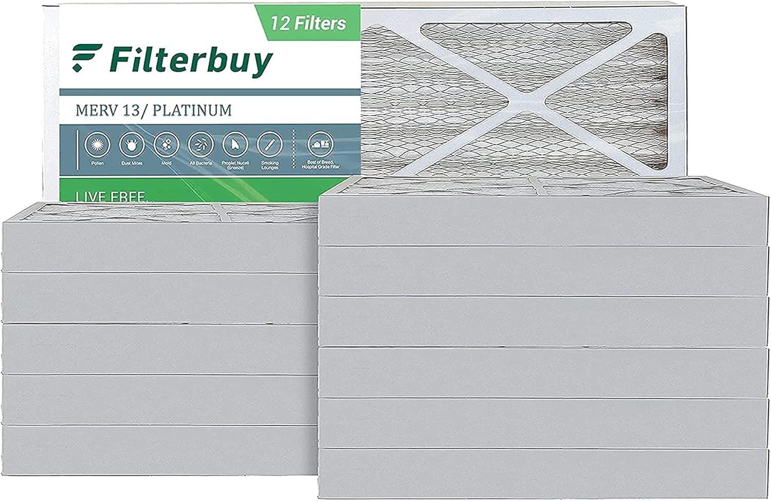 Filterbuy 16x25x4 Air Filter MERV 13, Pleated HVAC AC Furnace Filters