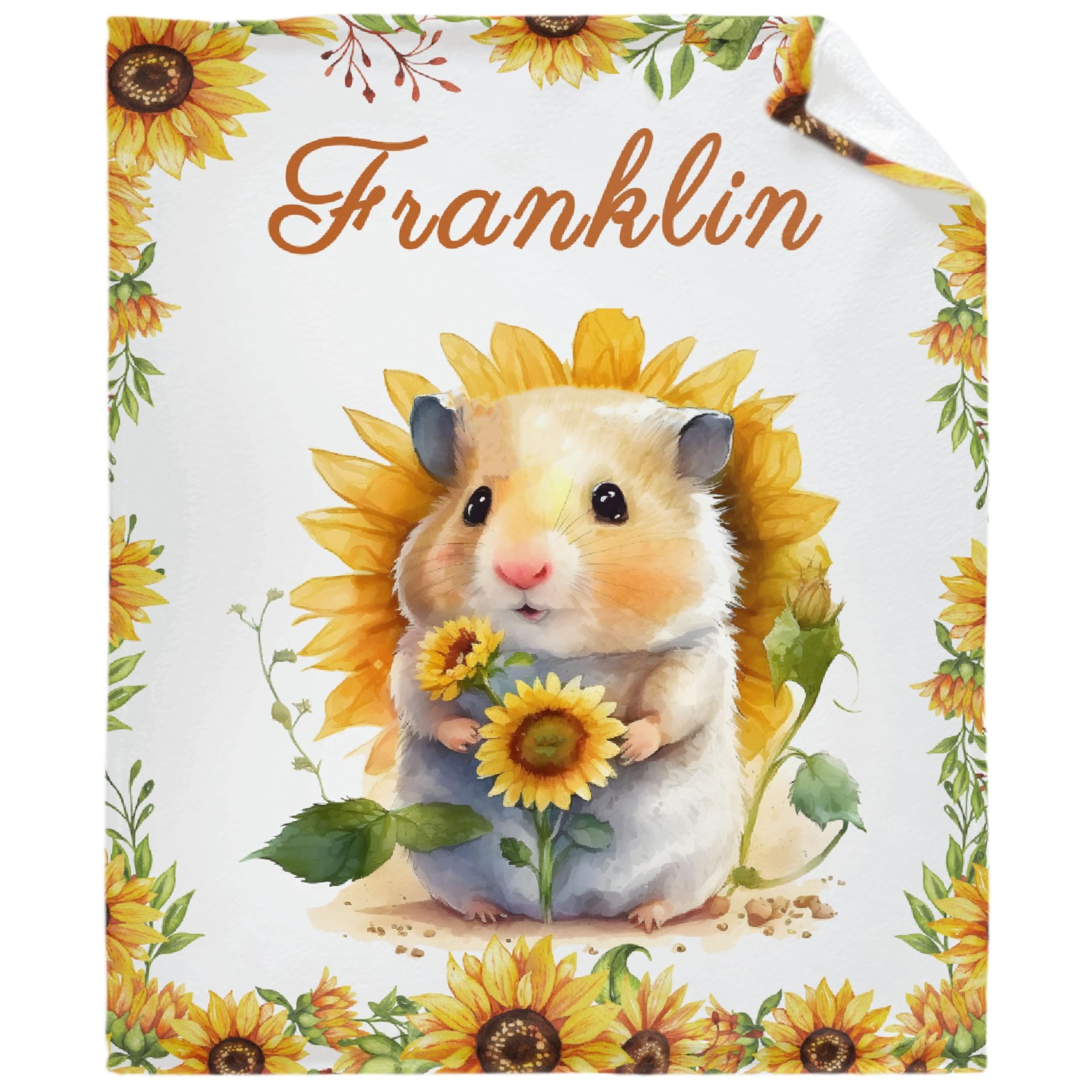 Custom Sunflower Hamster Blankets Custom Baby Blanket for Girls Boy