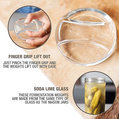 Miniatura 4 de Masontops Pickle Pebble Glass Infinity Pesas para fermentar – Juego de pesas para decapado – Combo ancho/regular