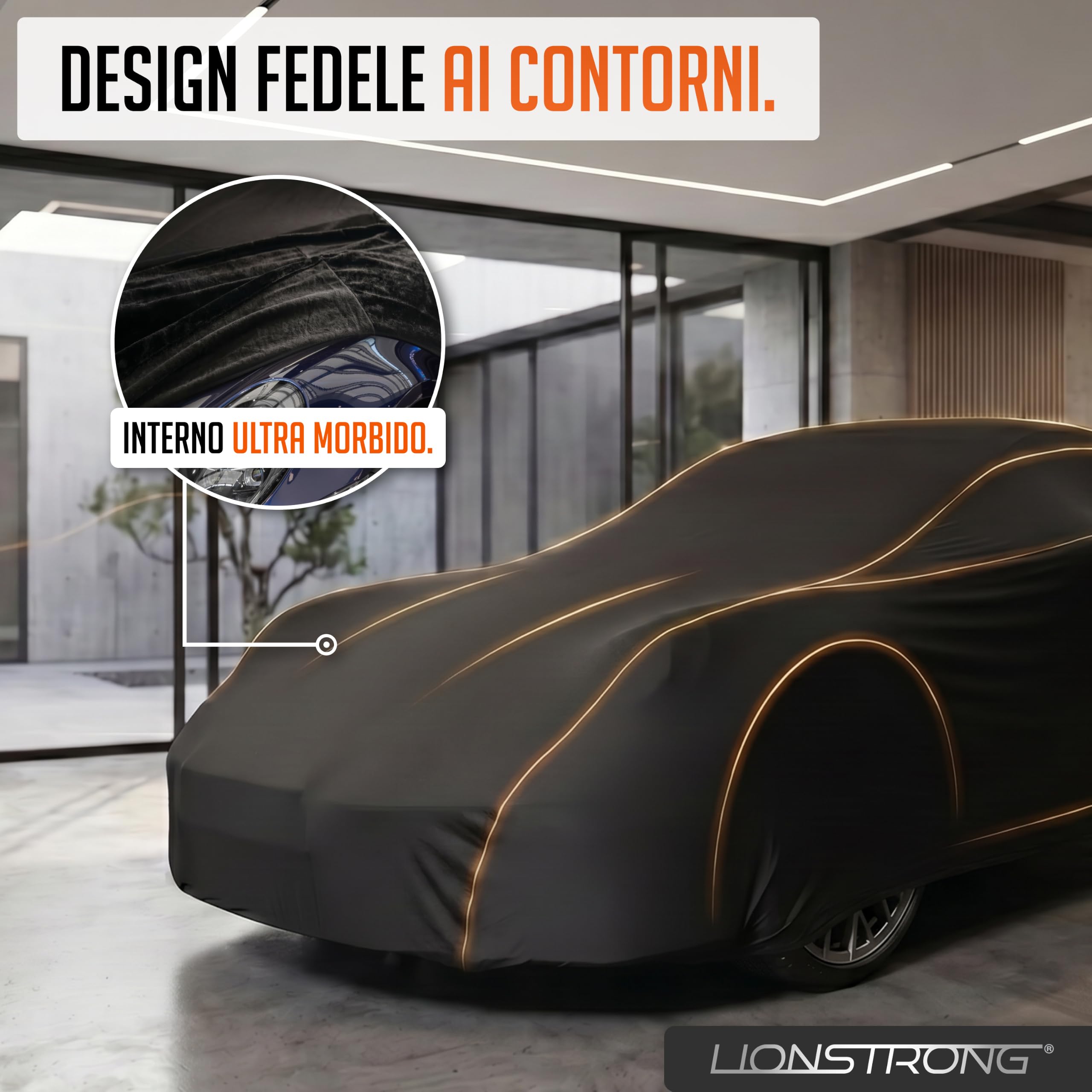Copertura per auto per interni – Protezione affidabile da polvere e sporco per utilitarie, berline e SUV – Con custodia – Fissaggio sicuro grazie all'elastico – Design sportivo