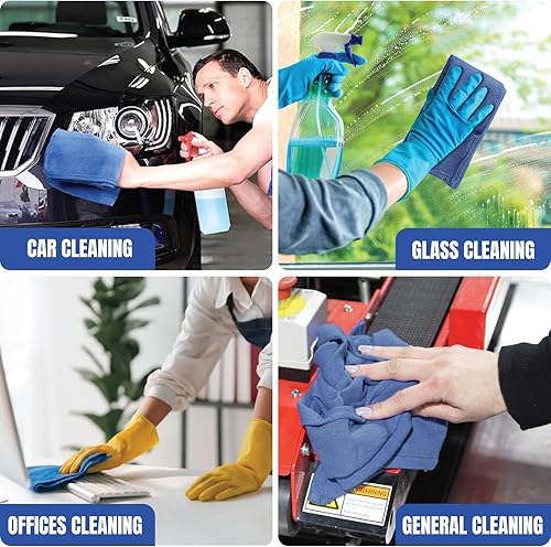 Miniatura 8 de Blue Huck Towels - Paquete de 100 toallas de limpieza a granel, multiusos para ventanas, vidrio, mecánicos, garaje y comerciales, paños absorbentes