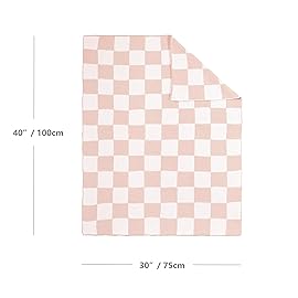 CREVENT 30X40 Cozy Soft Warm Chenille Baby Blanket for Girls Boys, Newborn Essentials for Infant, Baby Shower Receiving Gift - Checked Pink 75X100cm