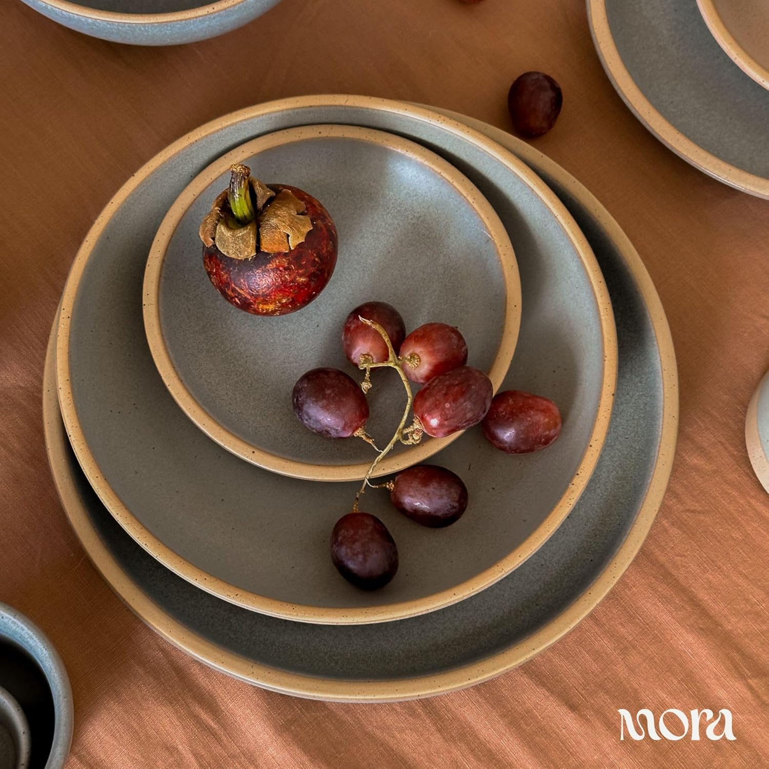 MORA Large Plates Set of 4, 10.5 inch Ceramic Pottery Dinner Plates - Microwave, Oven and Dishwasher Safe - Harvest - Image 6