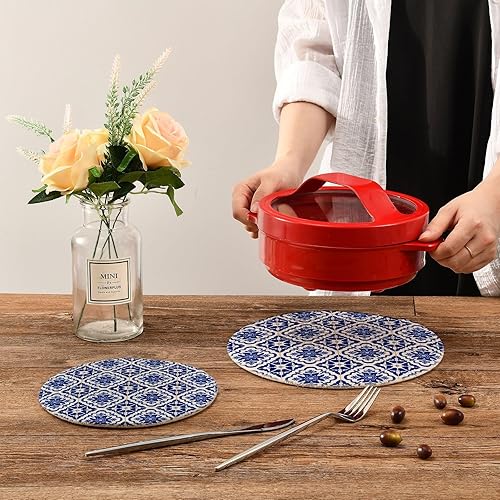 Miniatura 368 de Trivets for Hot Dishes Pots and Pans 2 PC Pot Holders Heat Resistant Cotton Round Potholders for Kitchen Countertop Decorative Autumn Maple Leaves