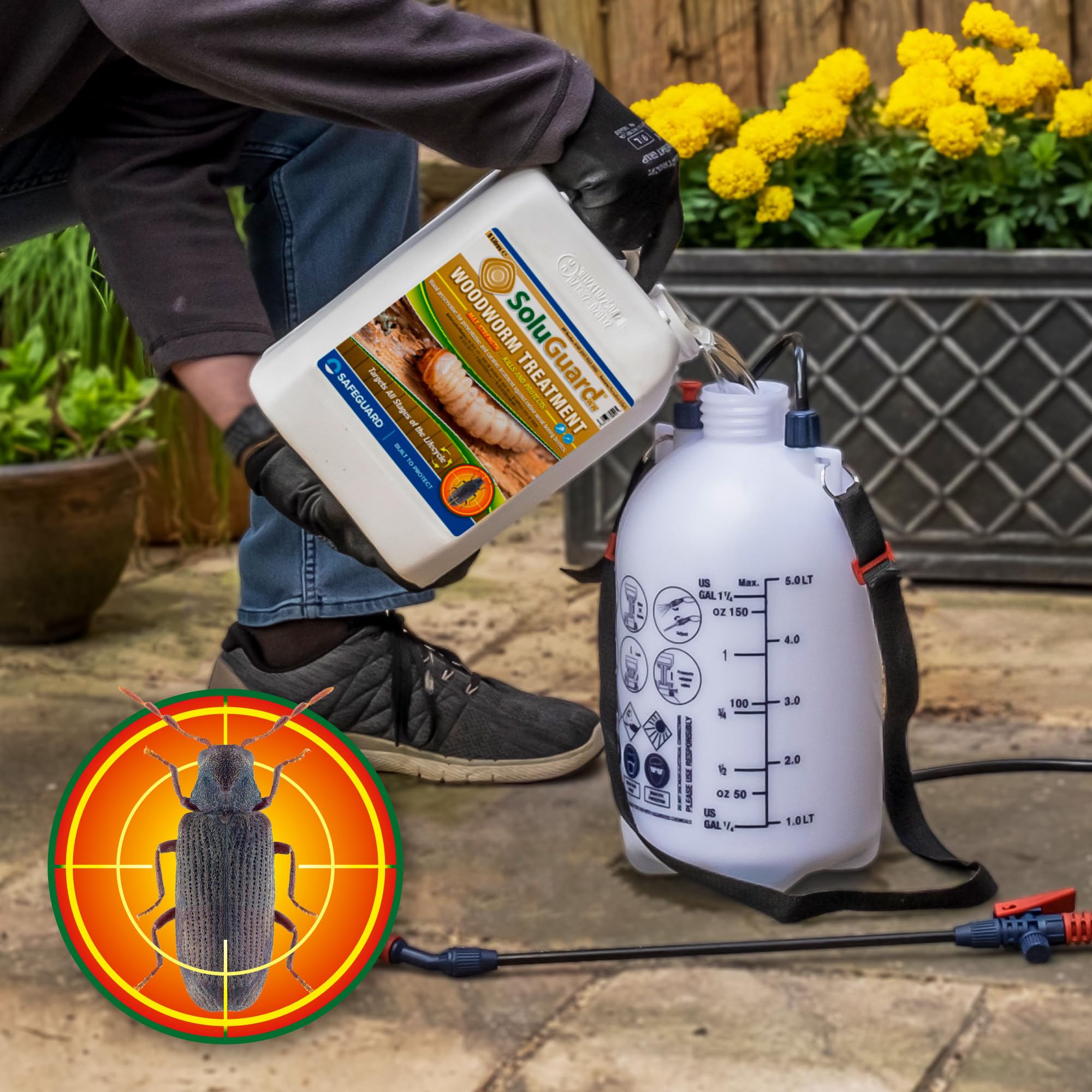 Soluguard Antitarlo – 5 Litri – Trattamento Antitarlo e Antitermiti per Legno, Pronto all’Uso, ad Alta Concentrazione, Formula Trasparente