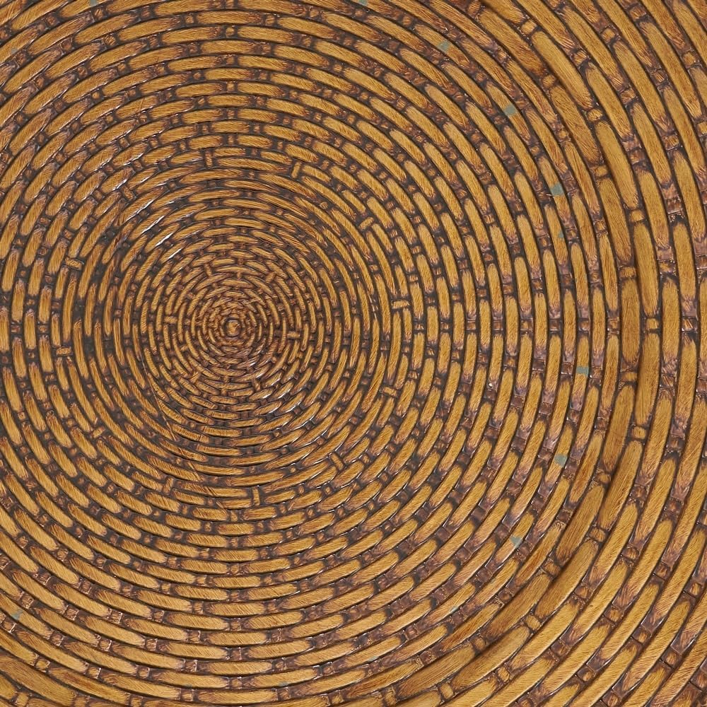 Fennco Styles Rustic Woven Look Faux Rattan Charger Plates 13" Round, Set of 4 – Brown Table Charger for Dining Table, Wedding, Holiday and Event Décor