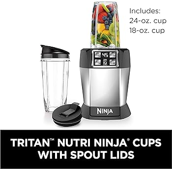 Ninja BL480D Nutri 1000 Watt Auto-IQ Base for Juices, Shakes & Smoothies Personal Blender, 18 and 24 Oz, Black/Silver