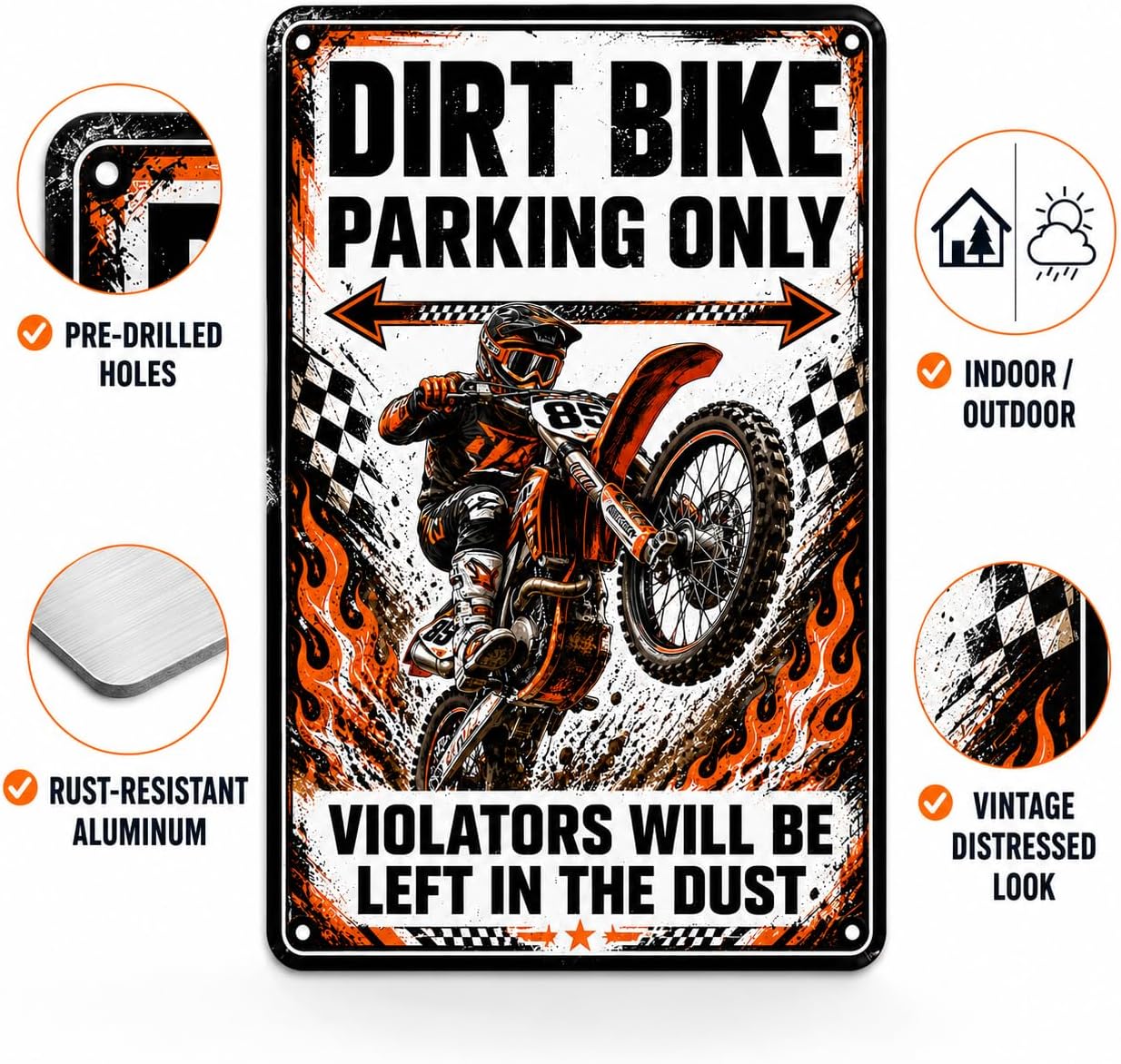 Dirt Bike Parking Only Metal Sign for Garage Decor image 3
