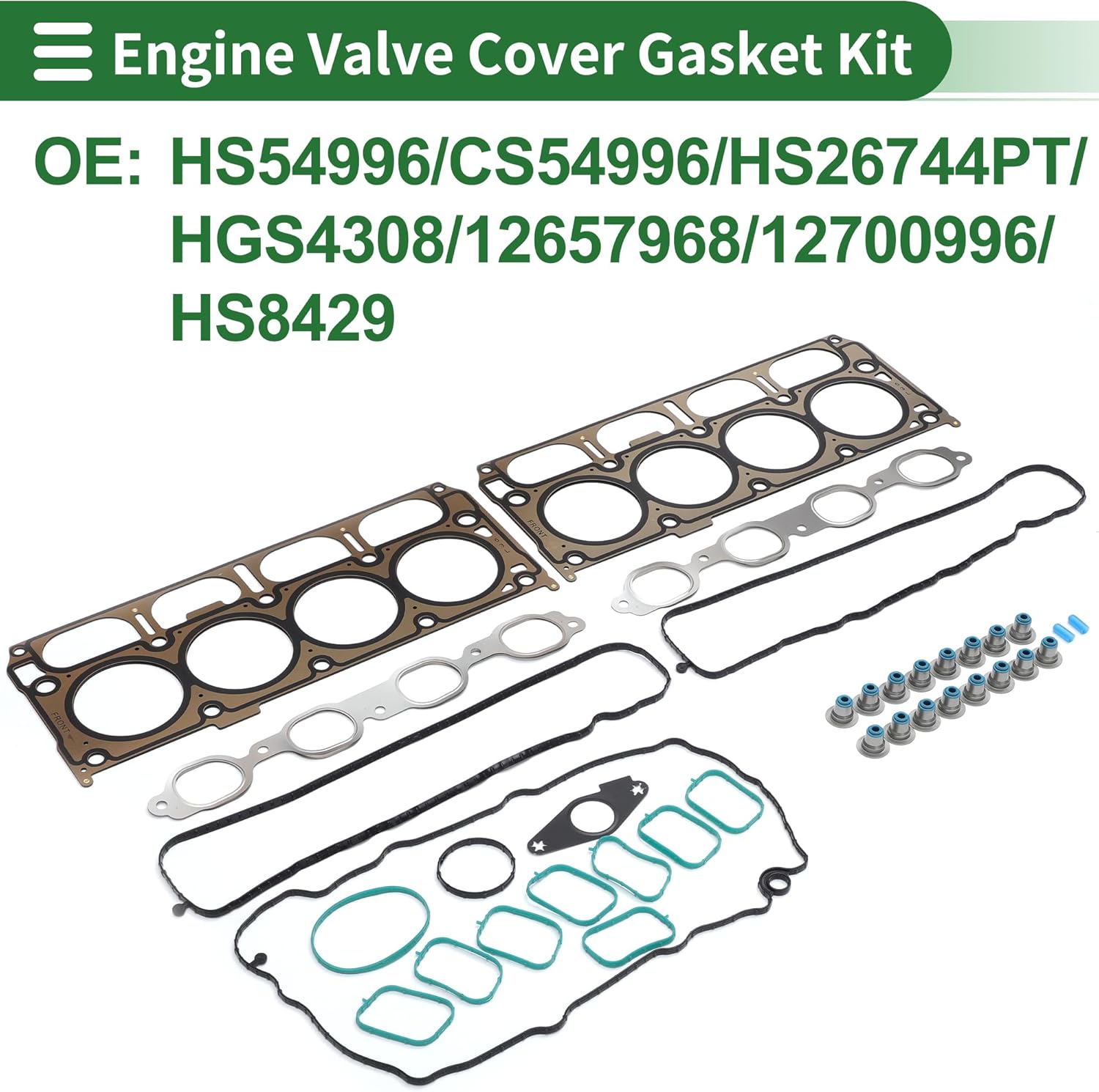 Motoforti Engine Valve Cover Gasket Kit Head Gasket Intake Exhaust Manifold Gasket Set No.HS54996/CS54996 for Chevrolet Tahoe 5.3L 2015-2020 1 Set Engine Car